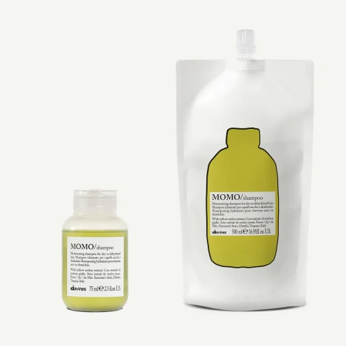 Davines MOMO szampon nawilżający do włosów odwodnionych 75 ml + uzupełnienie 500 ml