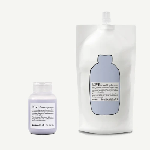 Davines LOVE SMOOTH szampon wygładzający do puszących się włosów 75 ml + uzupełnienie 500 ml