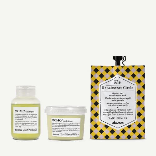 Davines MOMO - zestaw nawilżający szampon 75ml, odżywka 75ml
