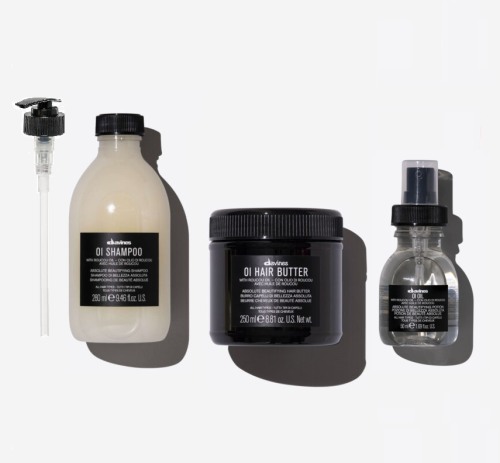 Davines zestaw OI / szampon z pompką, hair butter, olejek 50ml