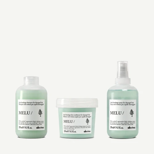 Zestaw Davines MELU Shampoo 250 ml + MELU Conditioner 250 ml + MELU Hair Spray 250 ml