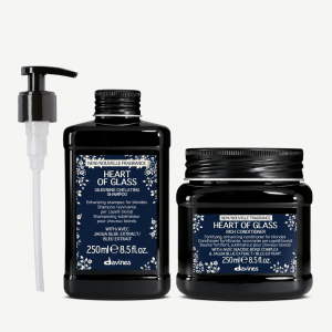 Zestaw Davines Heart of Glass Silkening Shampoo 250 ml + Rich Conditioner 250 ml – szampon i odżywka do włosów blond