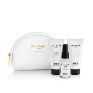 Balmain biała kosmetyczka - szampon nawilżający, odżywka, odżywka bez spłukiwania. 3 x 50 ml